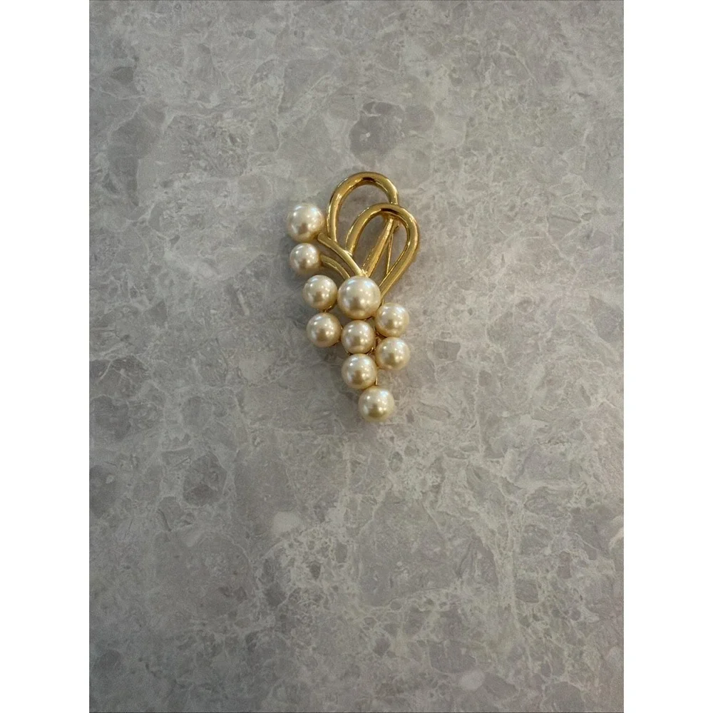 Napier Faux Pearl Gold Tone Brooch